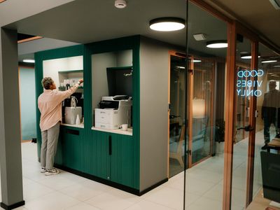 Office employee taking a break for wellness